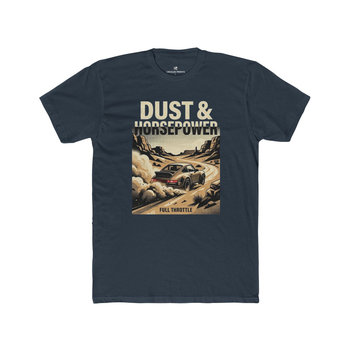 Dust & Horsepower Off-Road Tee — 'Full Throttle' Vintage Rally Graphic T-Shirt