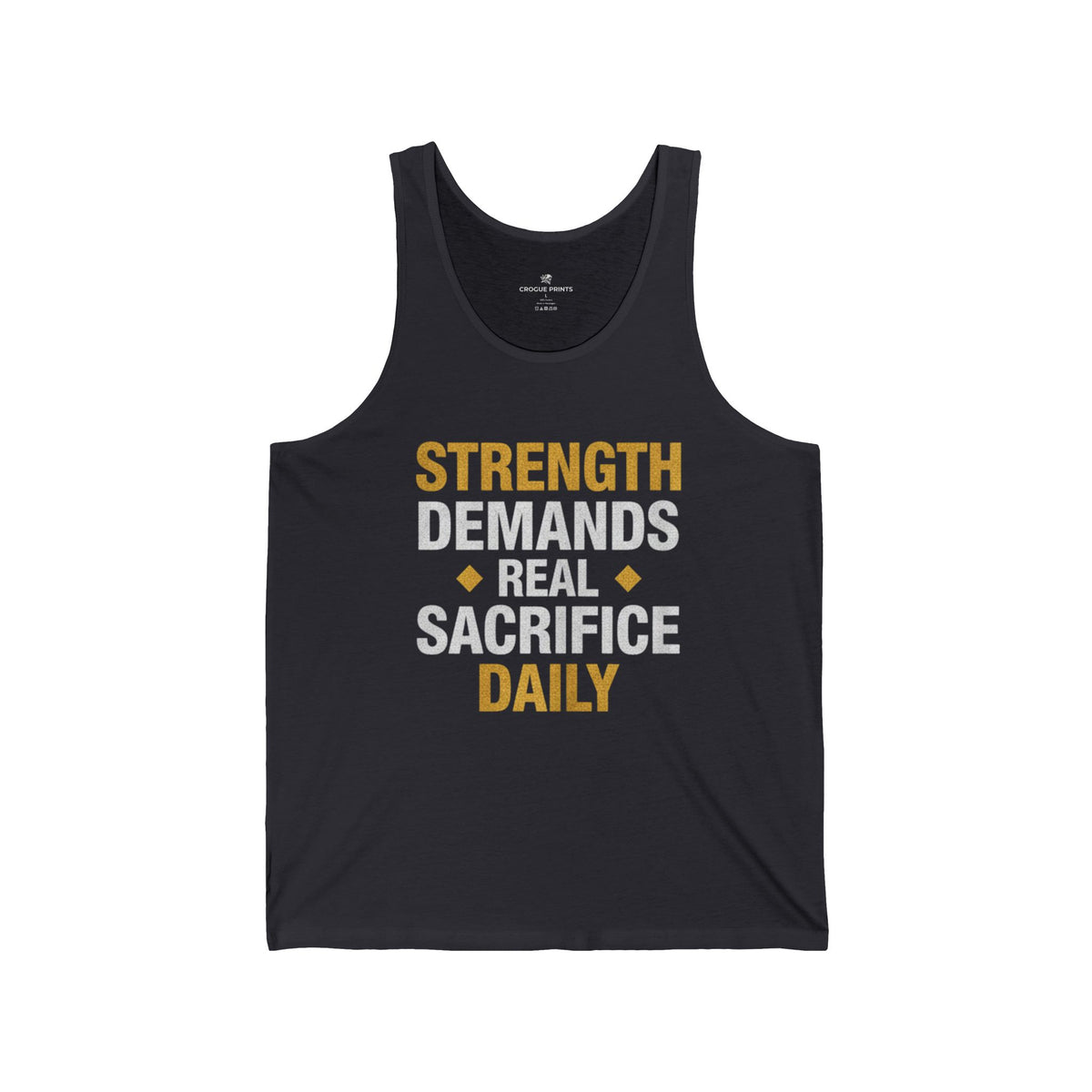 Motivational Gym Tank Top — "Strength Demands Real Sacrifice Daily"