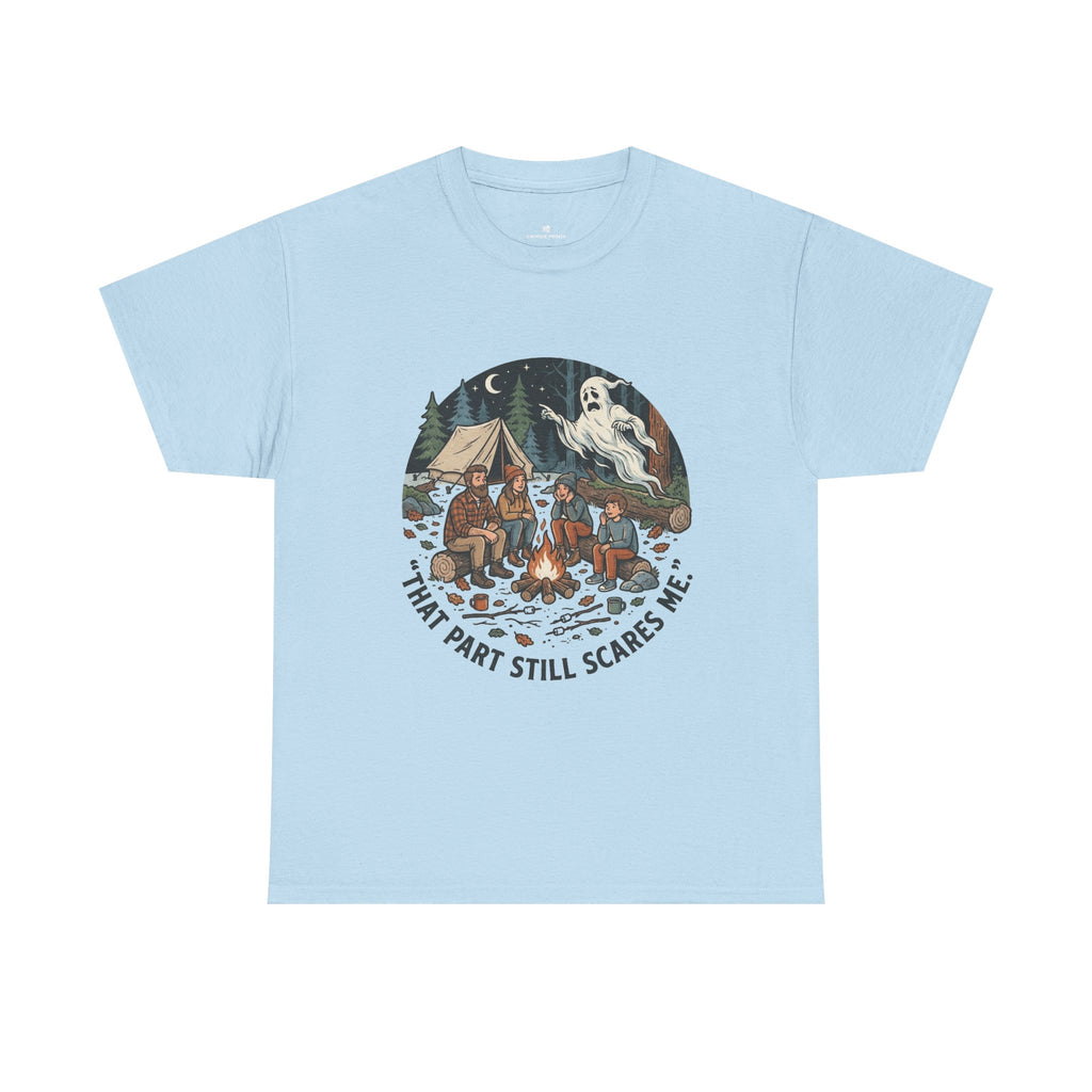 Camping Ghost Tee — "That Part Still Scares Me" Funny Vintage Campfire T-Shirt