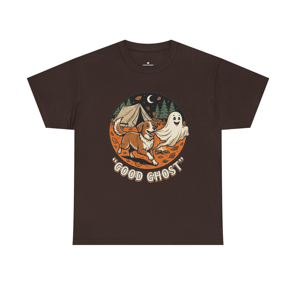 Good Ghost Tee — Halloween Camping Dog T-Shirt