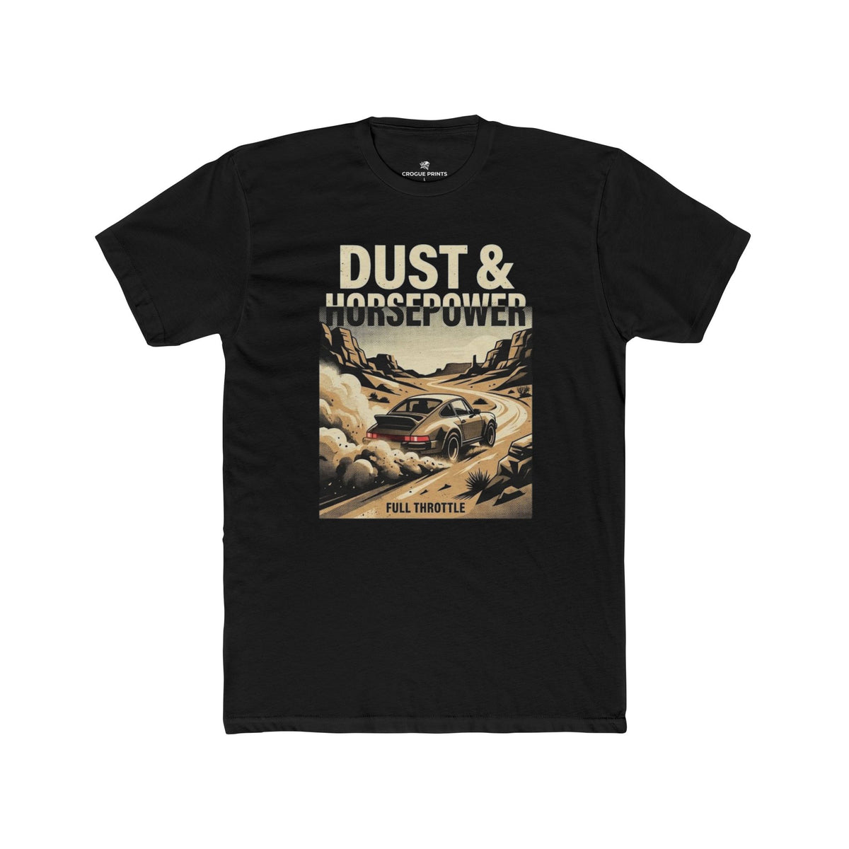 Dust & Horsepower Off-Road Tee — 'Full Throttle' Vintage Rally Graphic T-Shirt