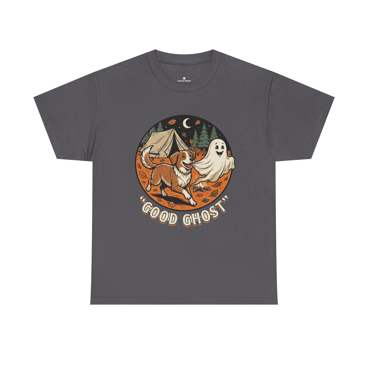 Good Ghost Tee — Halloween Camping Dog T-Shirt