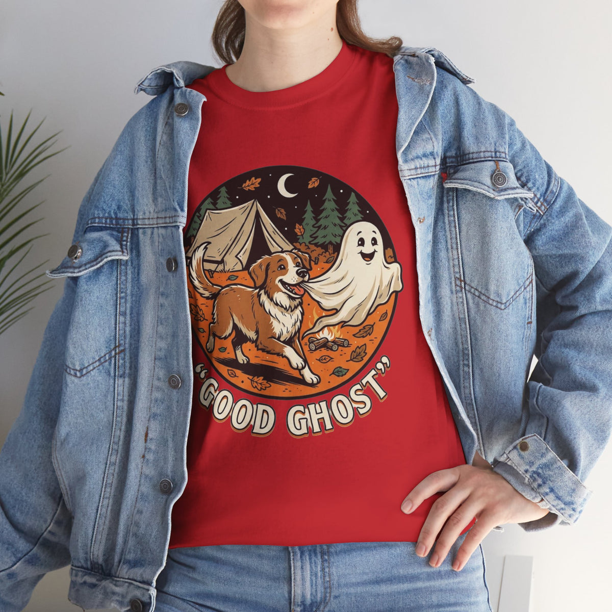 Good Ghost Tee — Halloween Camping Dog T-Shirt