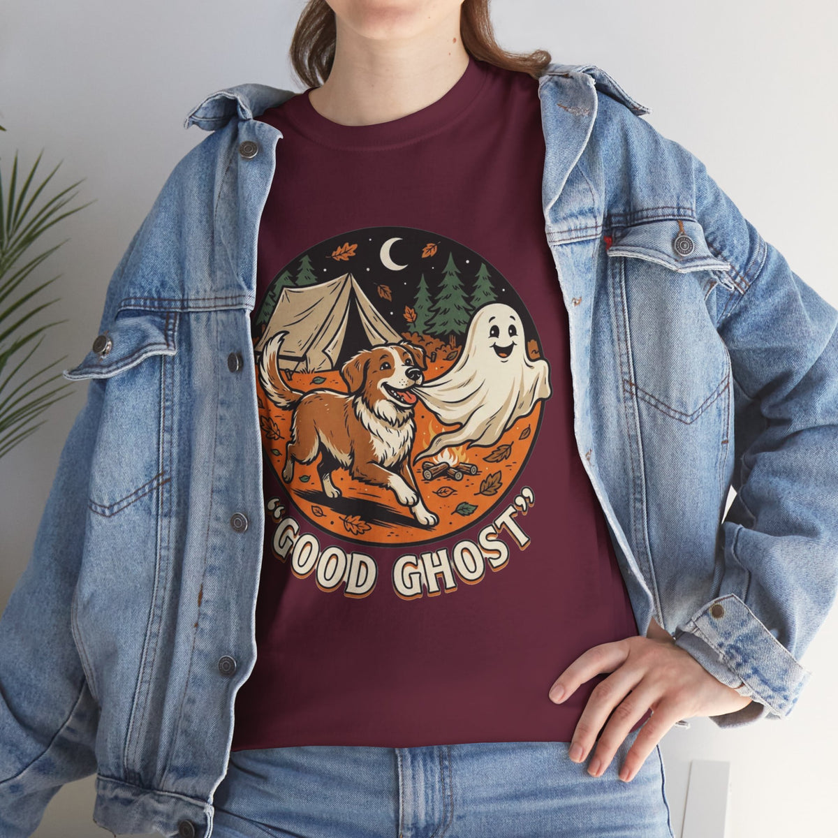 Good Ghost Tee — Halloween Camping Dog T-Shirt