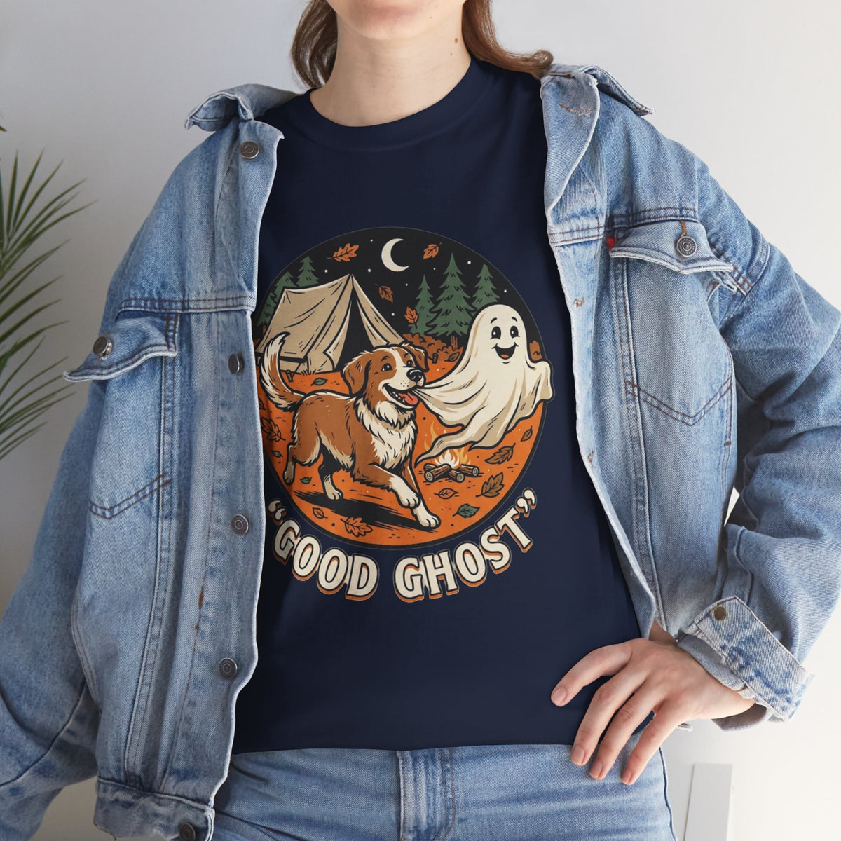 Good Ghost Tee — Halloween Camping Dog T-Shirt