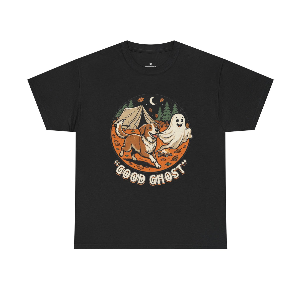 Good Ghost Tee — Halloween Camping Dog T-Shirt