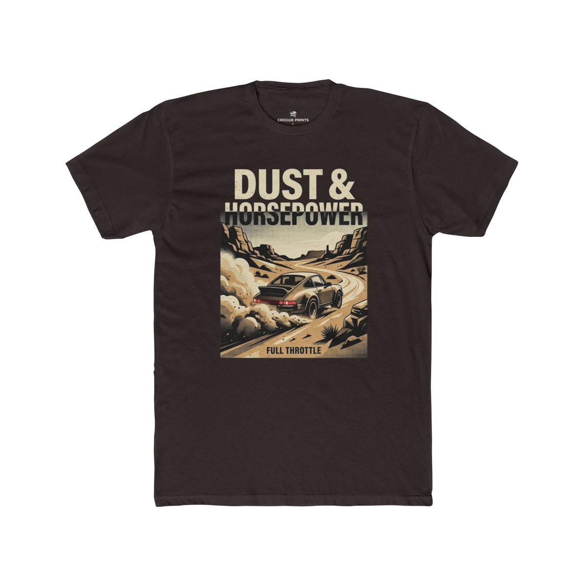 Dust & Horsepower Off-Road Tee — 'Full Throttle' Vintage Rally Graphic T-Shirt