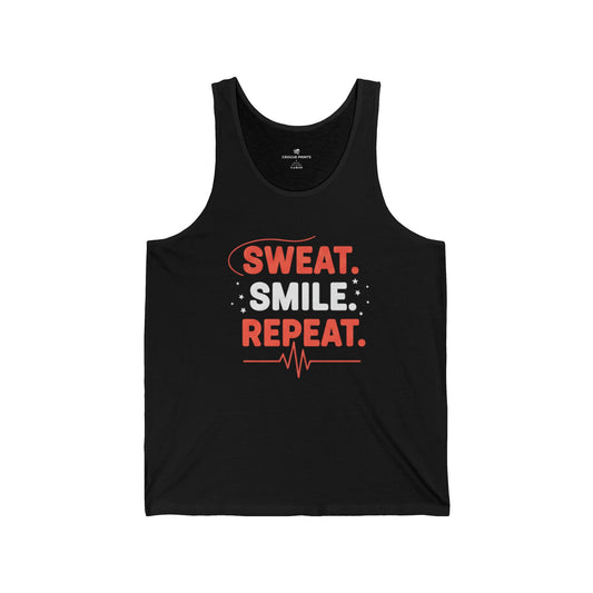 Fitness Tank Top - "Sweat. Smile. Repeat." Motivational Gym Workout Tank