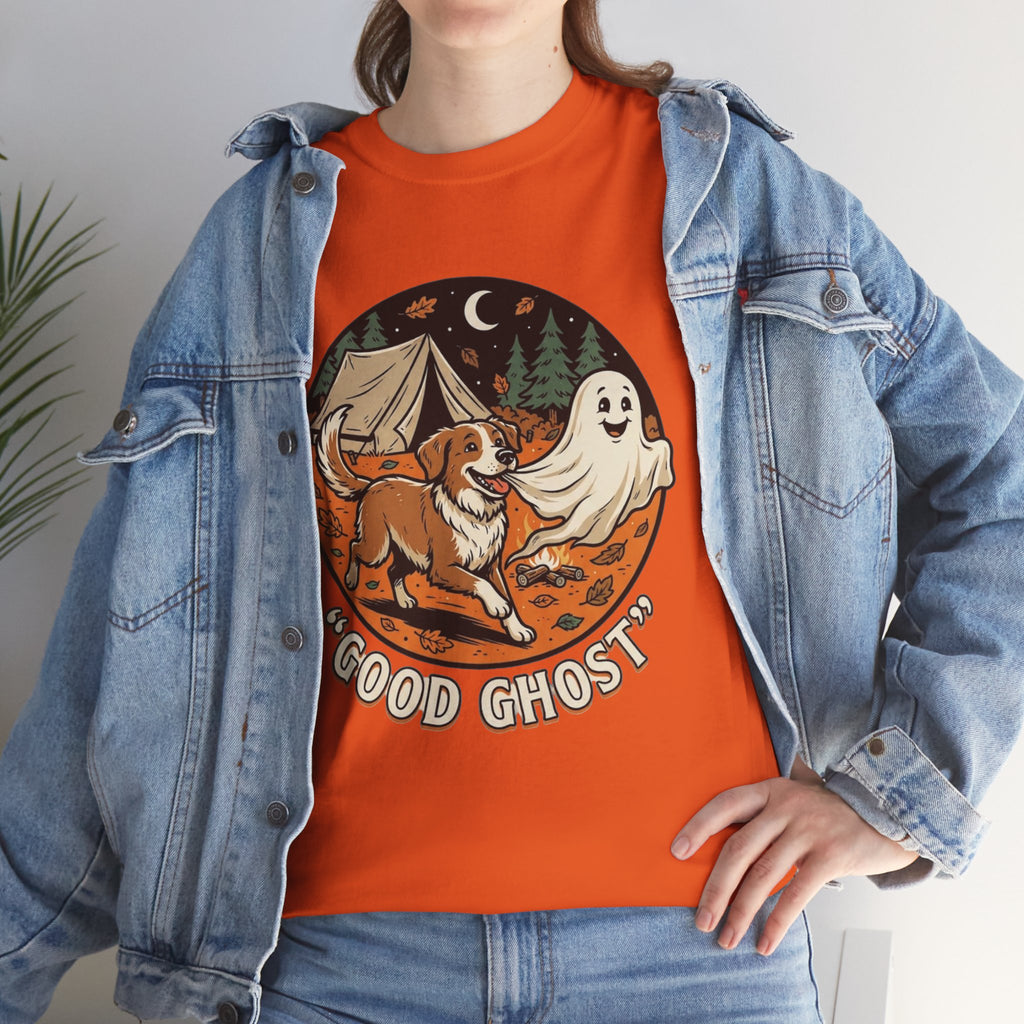 Good Ghost Tee — Halloween Camping Dog T-Shirt