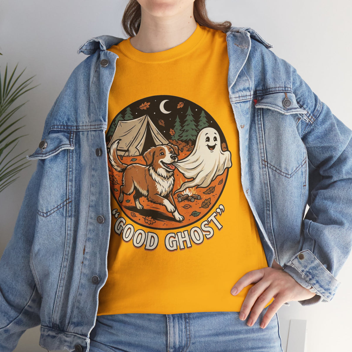 Good Ghost Tee — Halloween Camping Dog T-Shirt
