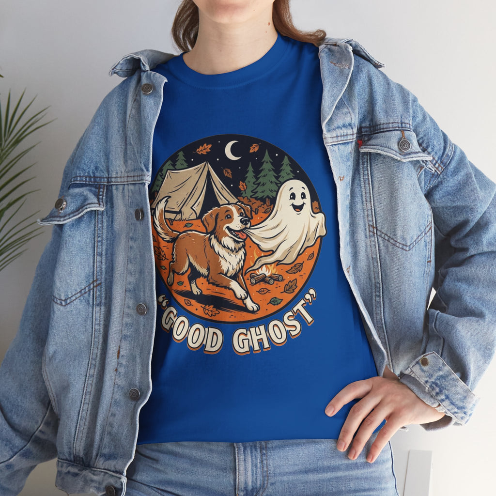 Good Ghost Tee — Halloween Camping Dog T-Shirt