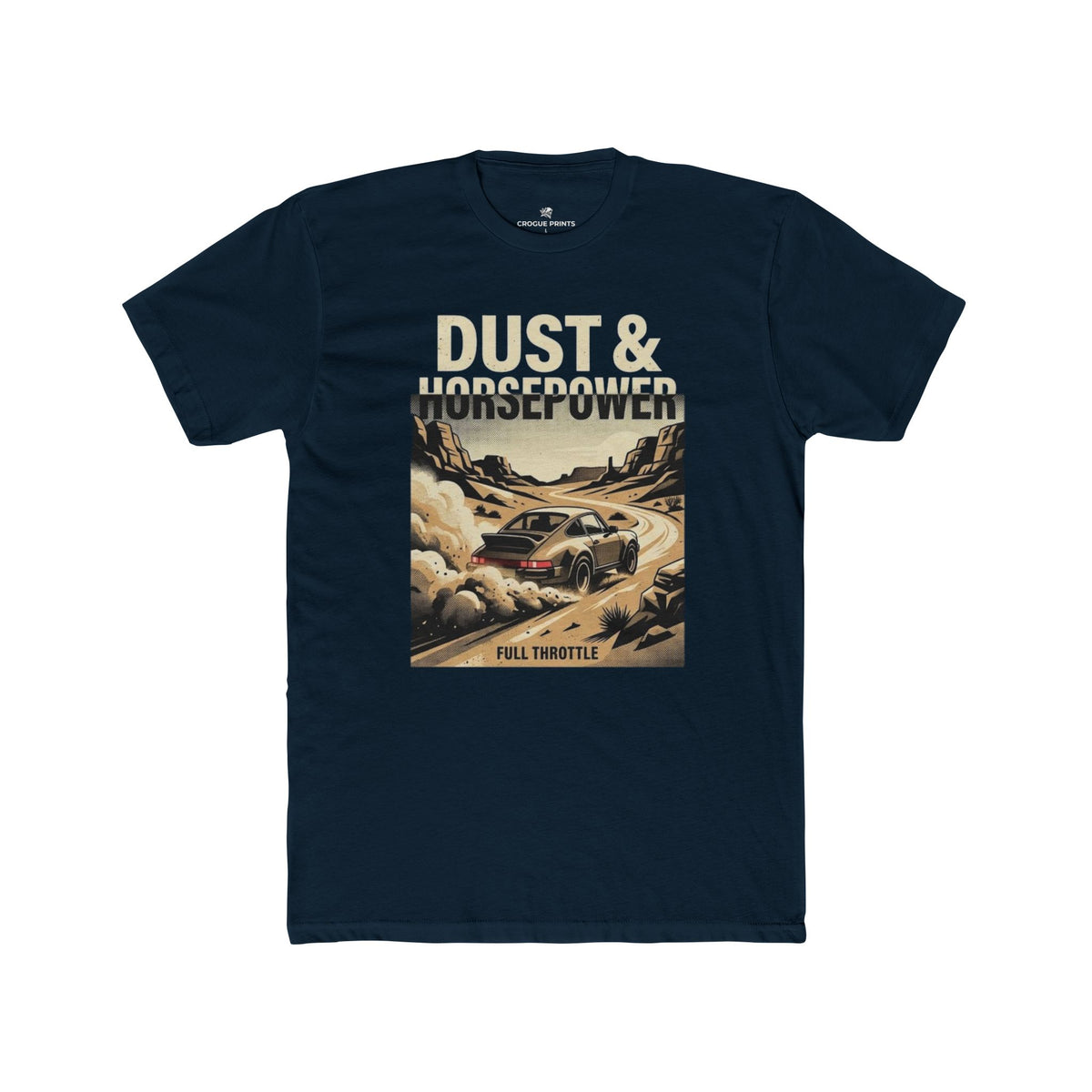 Dust & Horsepower Off-Road Tee — 'Full Throttle' Vintage Rally Graphic T-Shirt