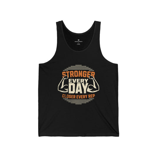 Workout Tank Top — "Stronger Every Day, Closer Every Rep" Gym Tank