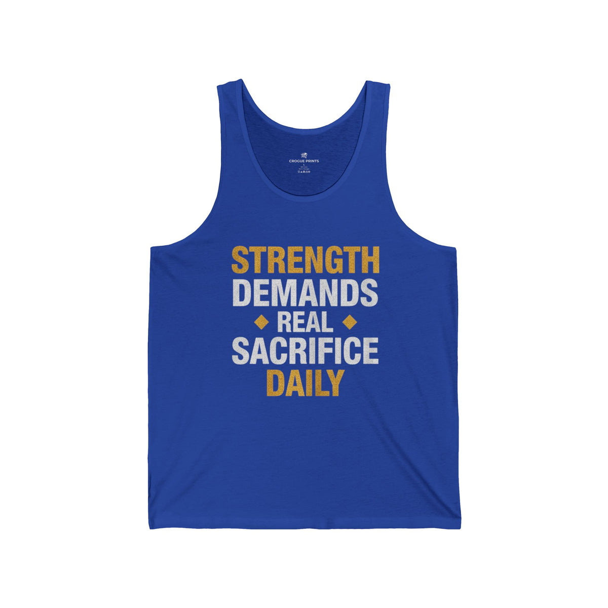 Motivational Gym Tank Top — "Strength Demands Real Sacrifice Daily"