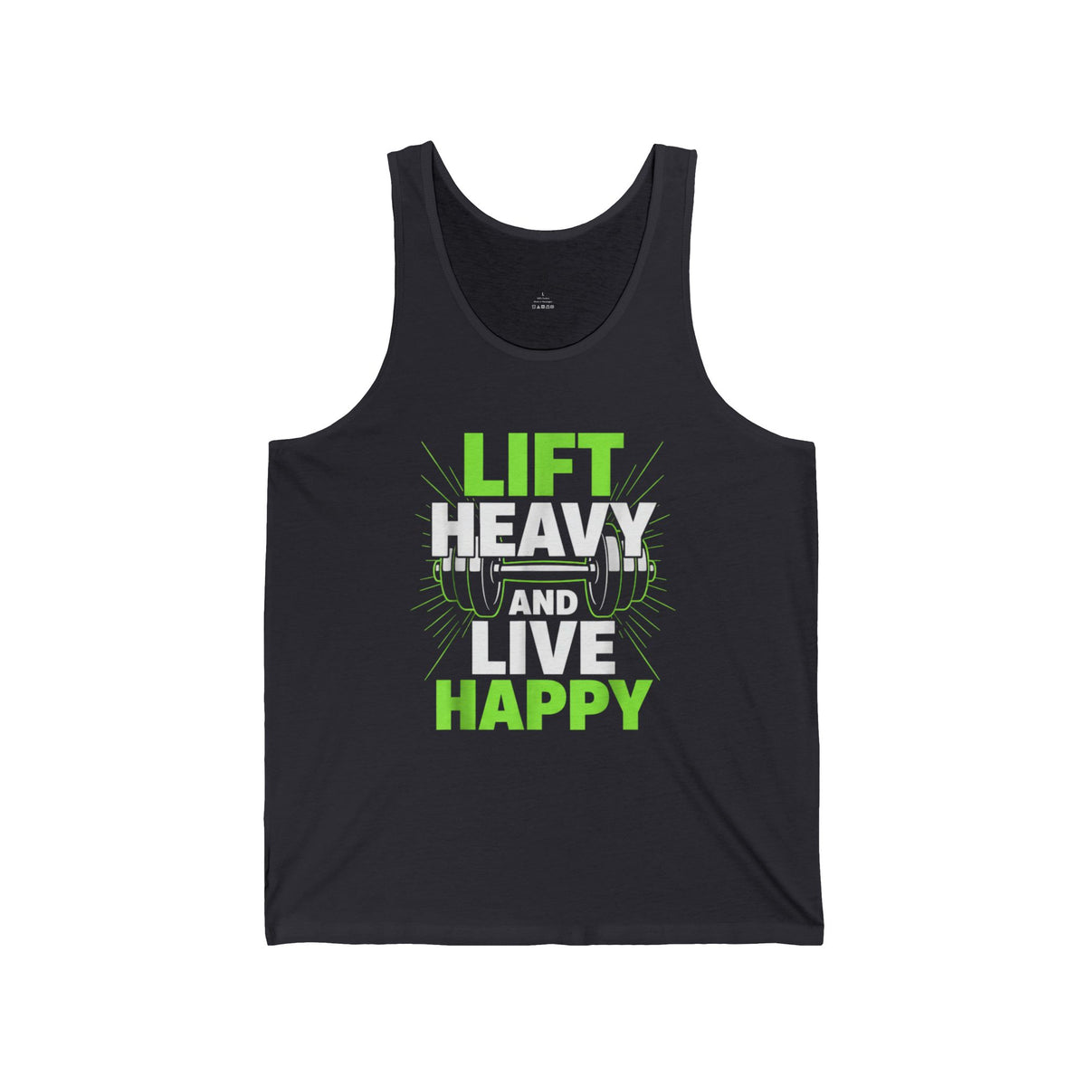 Lift Heavy Live Happy Tank Top for Men – Motivational Gym Workout Shirt, Navy Sleeveless Fitness Tee