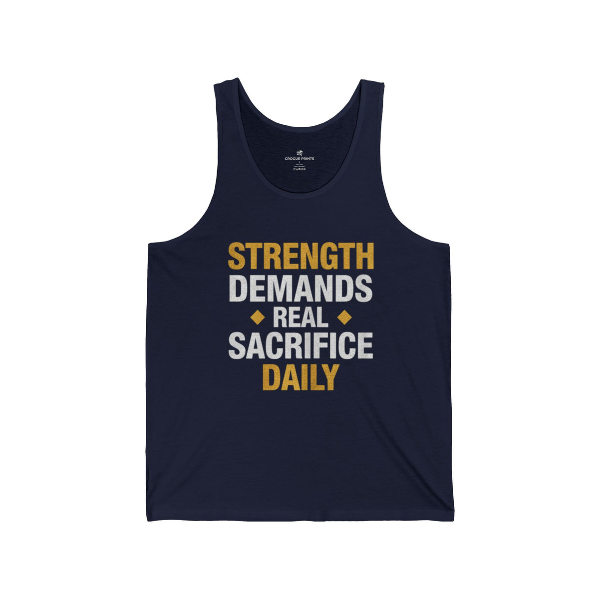Motivational Gym Tank Top — "Strength Demands Real Sacrifice Daily"