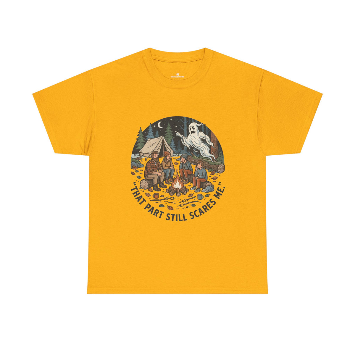 Camping Ghost Tee — "That Part Still Scares Me" Funny Vintage Campfire T-Shirt