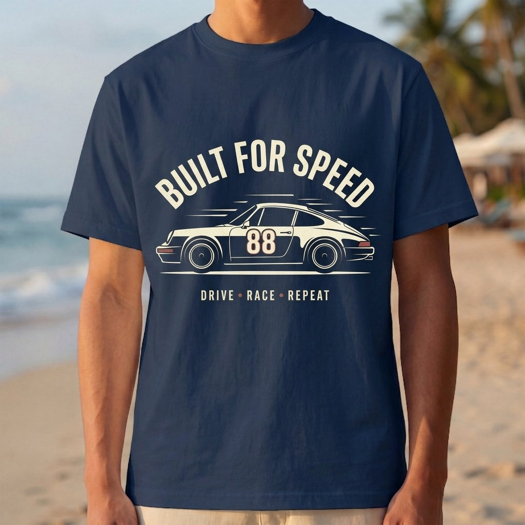 Built for Speed Car Tee — Vintage Racing Graphic Shirt (Drive Back Repeat)