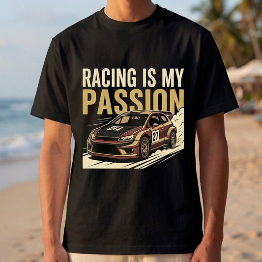 Racing Is My Passion Tee — Vintage Race Car Graphic T-Shirt for Motorsports Fans
