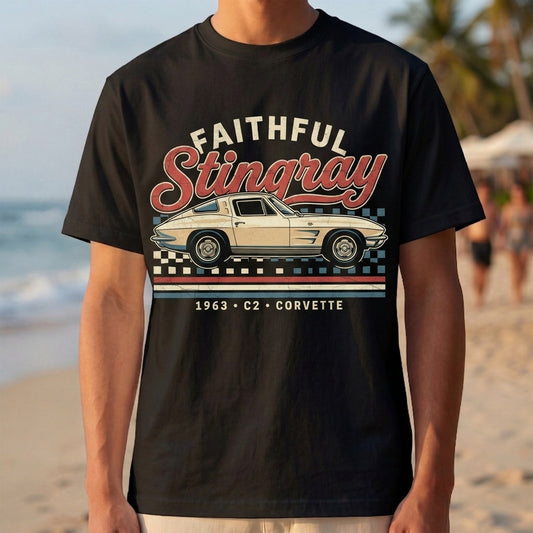 Faithful Stingray Tee — Retro Corvette Car Graphic T-Shirt