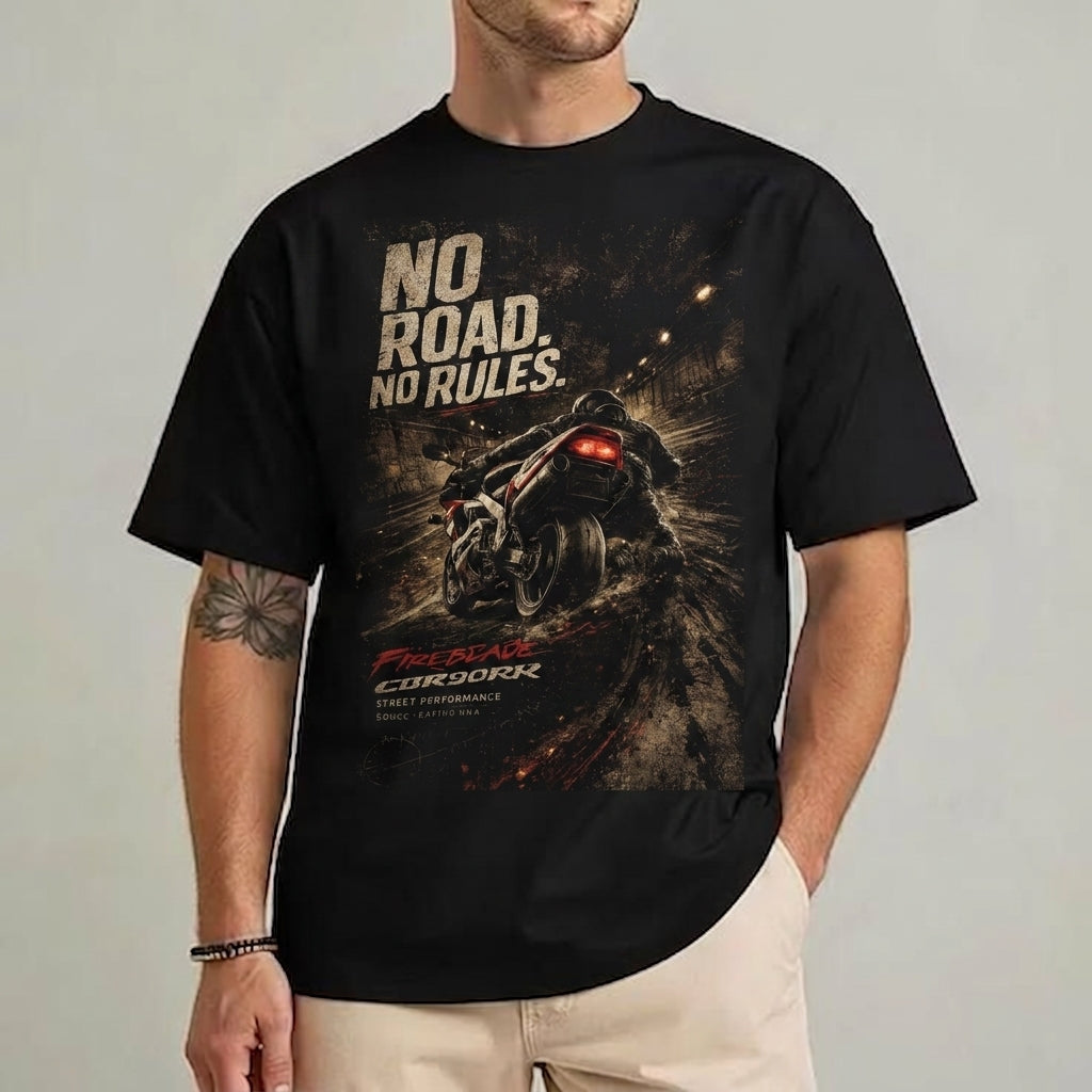 No Road. No Rules" Honda CBR900RR FireBlade T-Shirt | Retro Superbike Graphic Tee