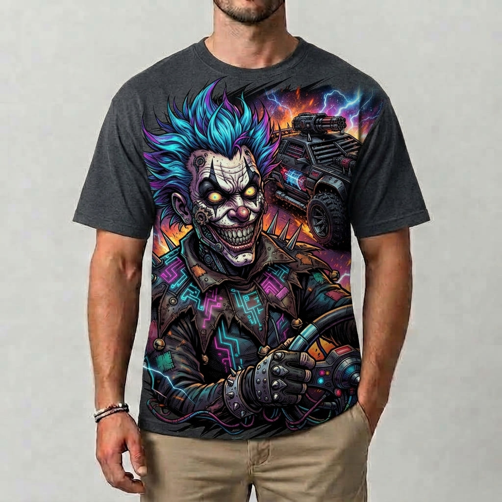 Cyberpunk Evil Clown Graphic T-Shirt