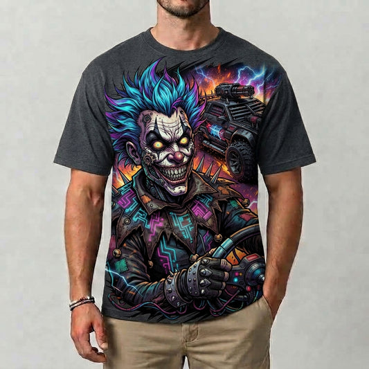 Cyberpunk Evil Clown Graphic T-Shirt