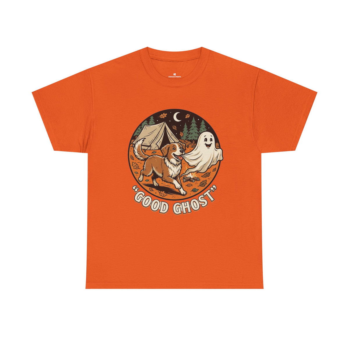 Good Ghost Tee — Halloween Camping Dog T-Shirt