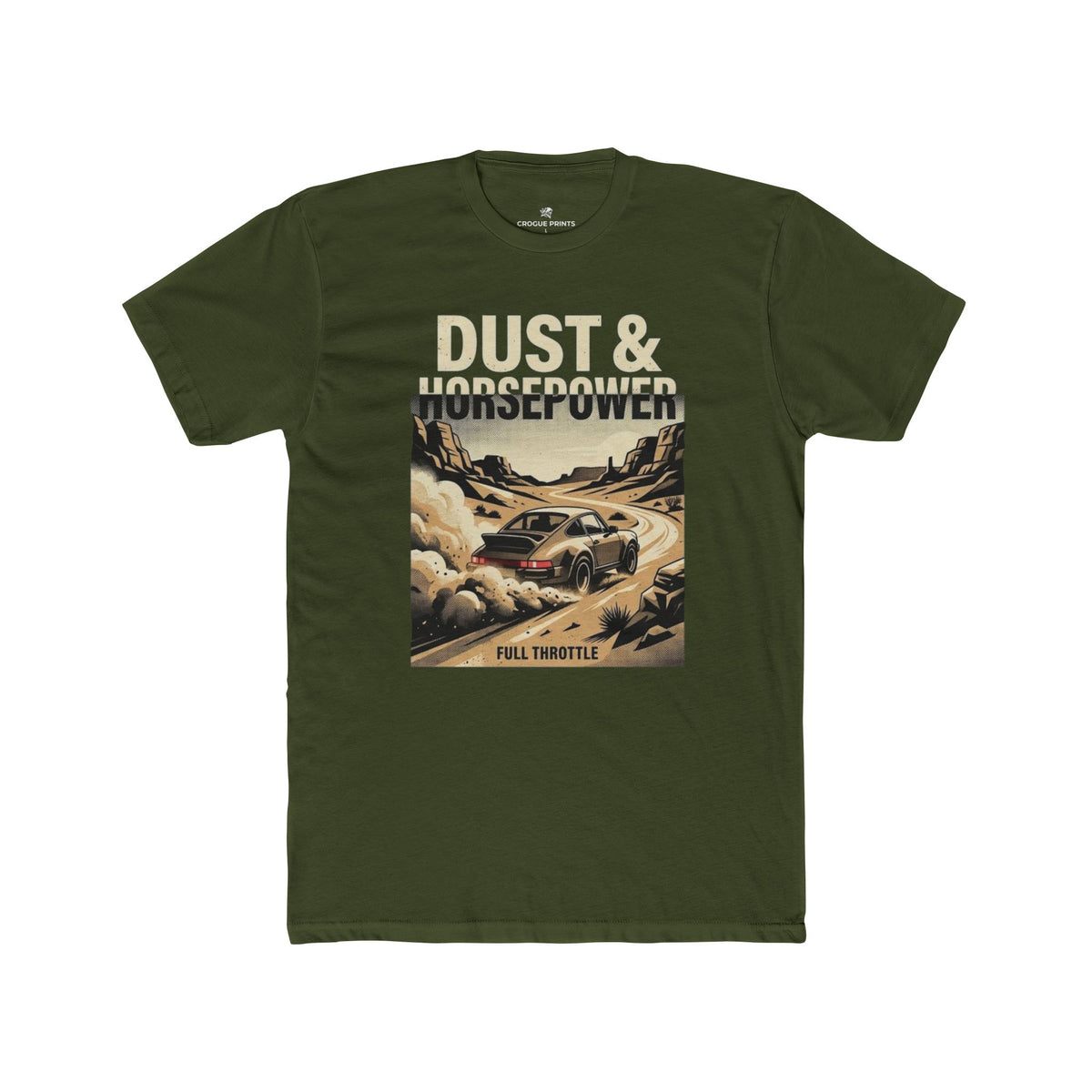 Dust & Horsepower Off-Road Tee — 'Full Throttle' Vintage Rally Graphic T-Shirt