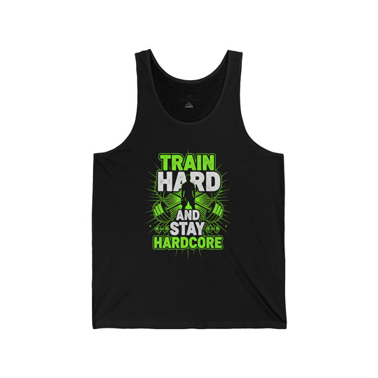 Men’s Gym Tank Top – Train Hard Stay Hardcore Workout & Bodybuilding Shirt