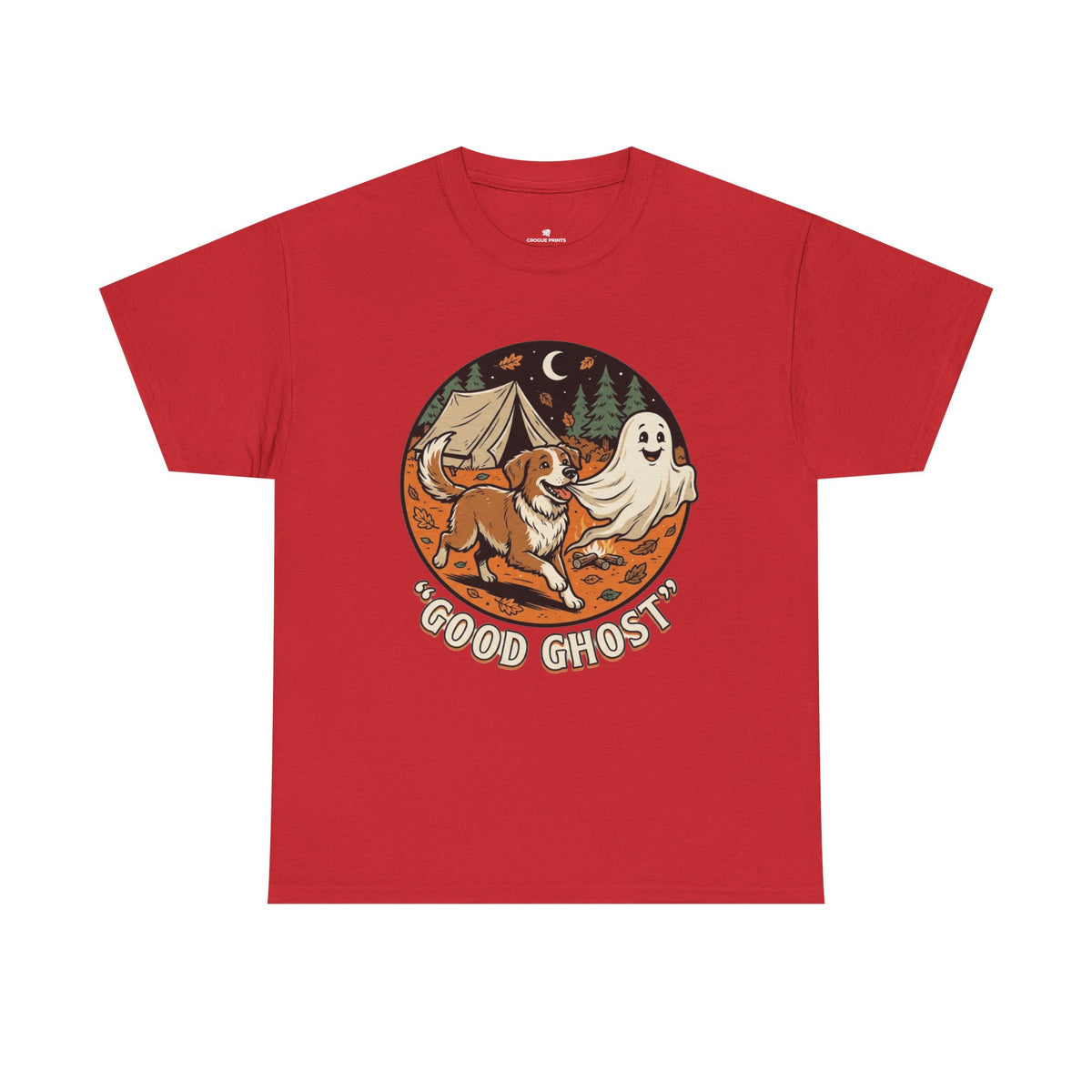 Good Ghost Tee — Halloween Camping Dog T-Shirt