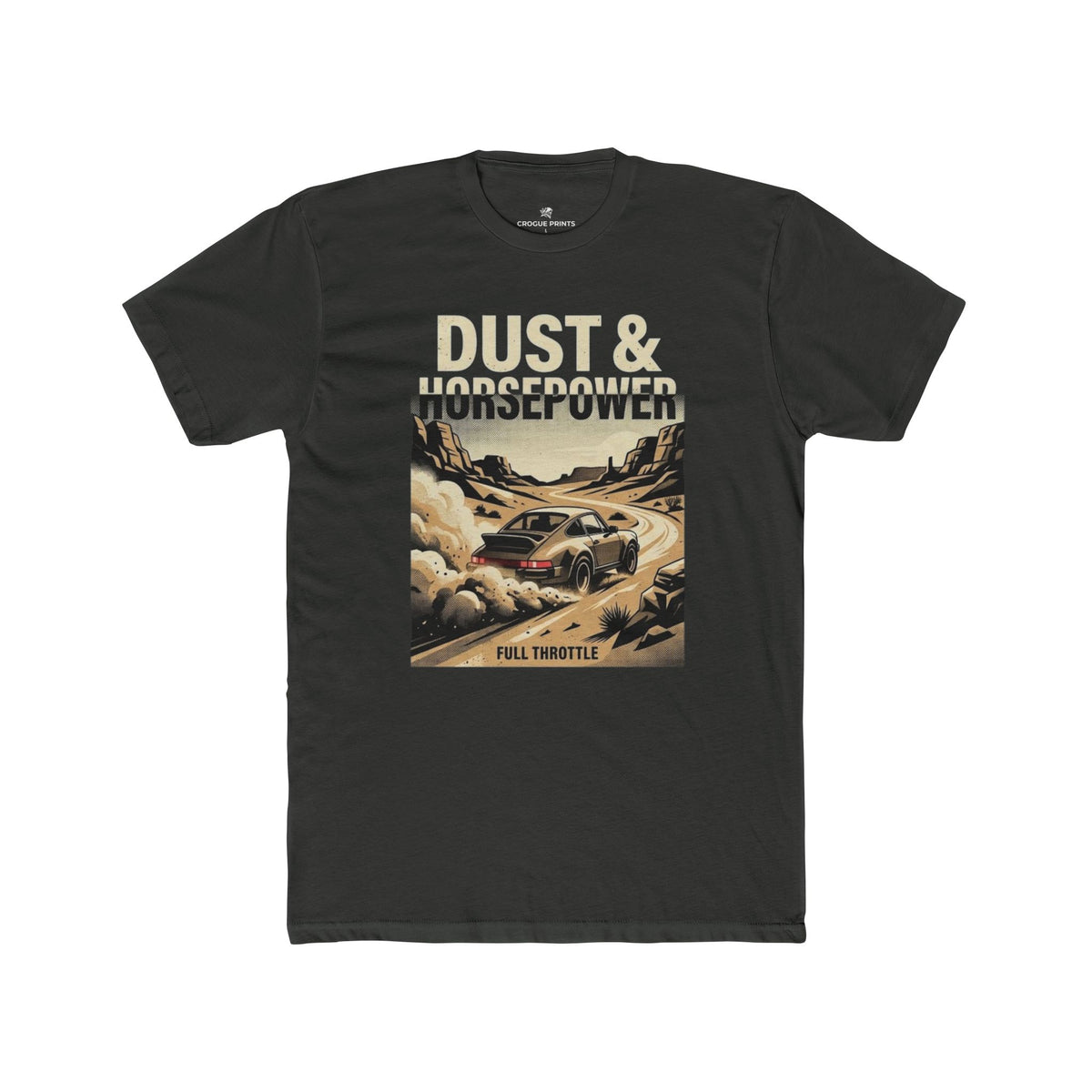 Dust & Horsepower Off-Road Tee — 'Full Throttle' Vintage Rally Graphic T-Shirt