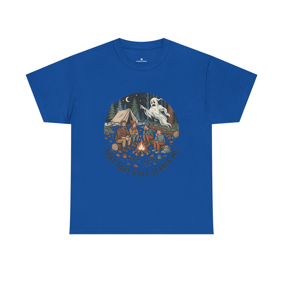 Camping Ghost Tee — "That Part Still Scares Me" Funny Vintage Campfire T-Shirt