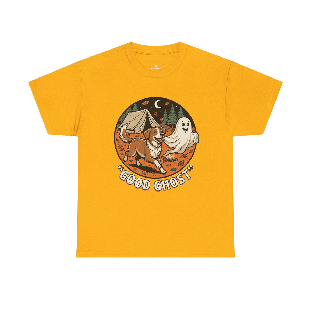 Good Ghost Tee — Halloween Camping Dog T-Shirt