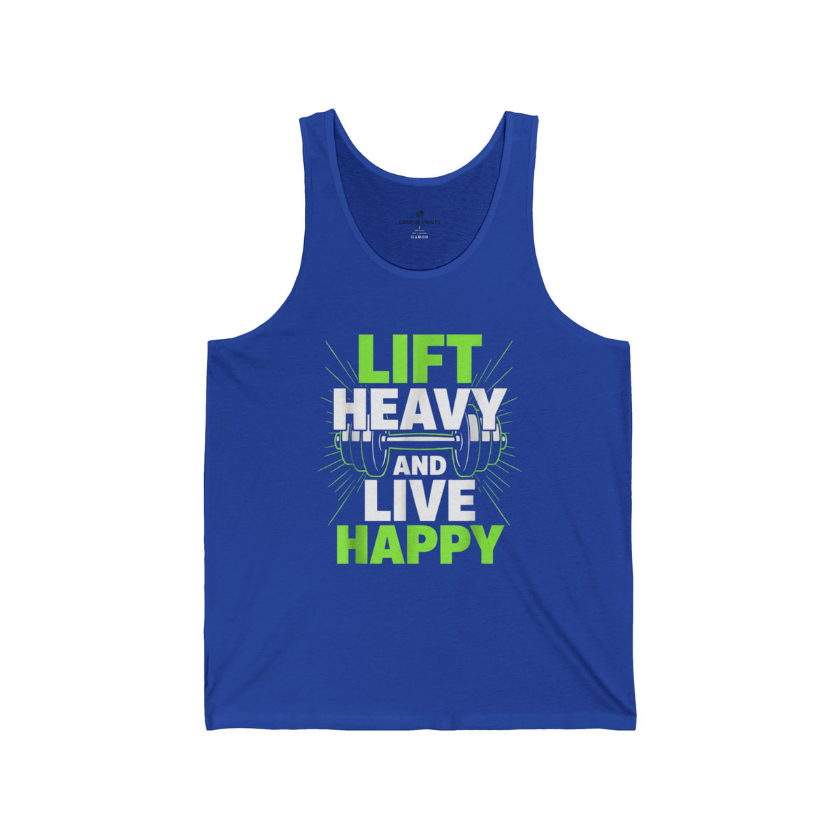 Lift Heavy Live Happy Tank Top for Men – Motivational Gym Workout Shirt, Navy Sleeveless Fitness Tee