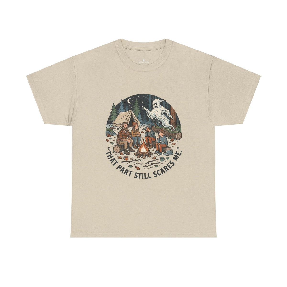 Camping Ghost Tee — "That Part Still Scares Me" Funny Vintage Campfire T-Shirt