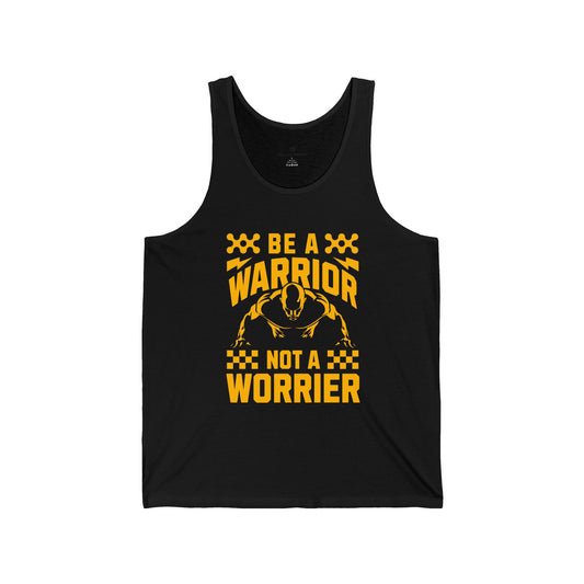 Be a Warrior Not a Worrier Tank Top for Men – Motivational Gym Workout Shirt, Black Sleeveless Fitness Tee