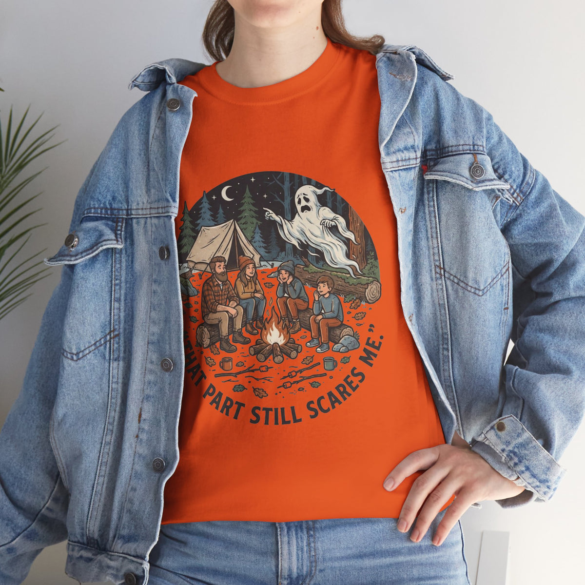 Camping Ghost Tee — "That Part Still Scares Me" Funny Vintage Campfire T-Shirt