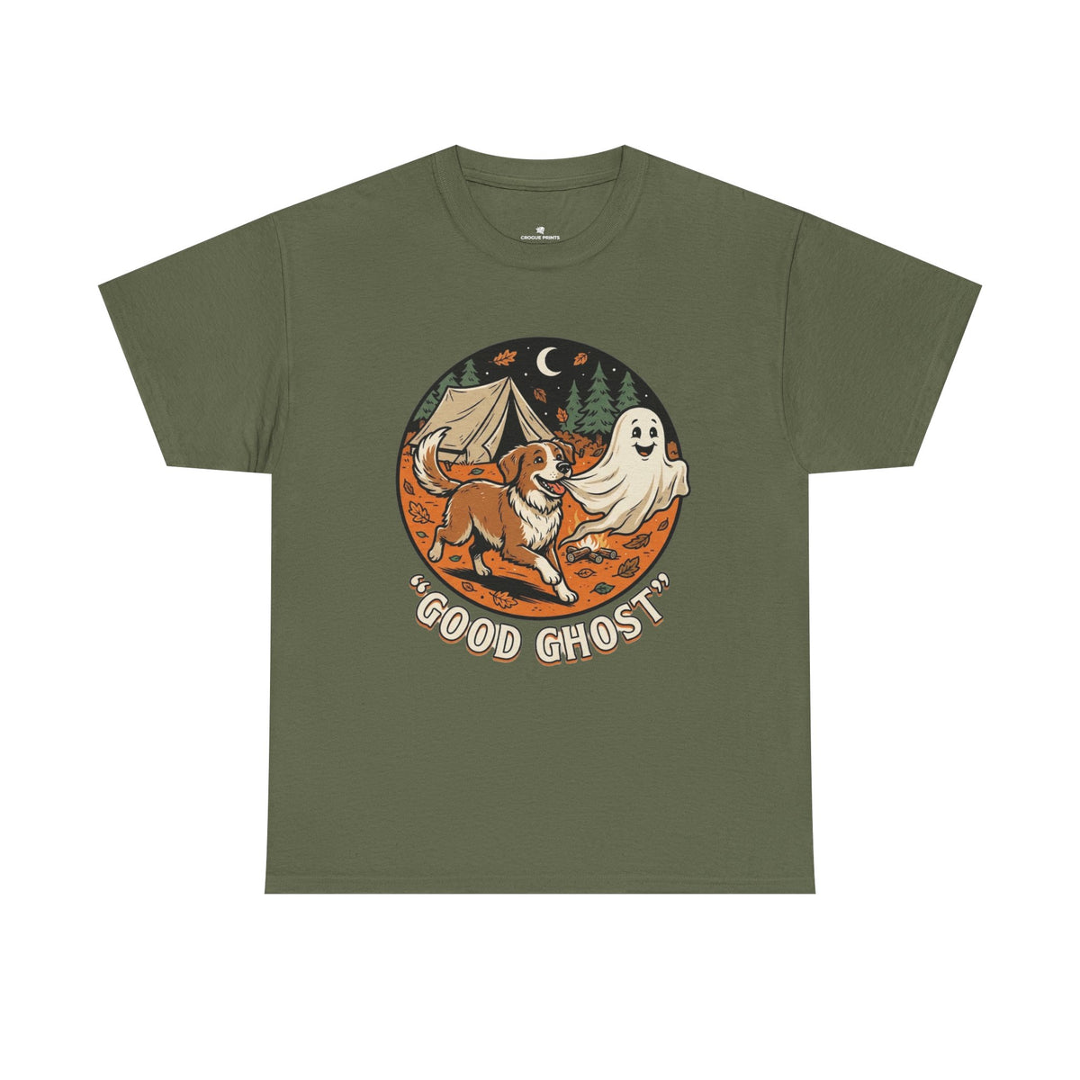 Good Ghost Tee — Halloween Camping Dog T-Shirt