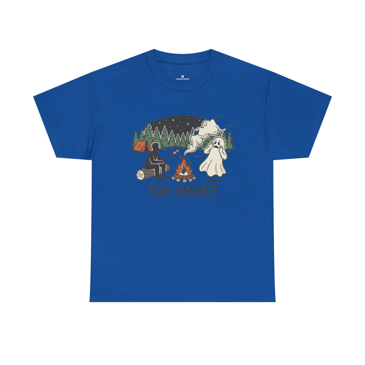 Too Smoky Camping T-Shirt — Funny Ghost & Campfire Tee