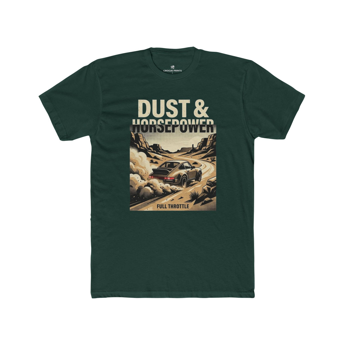 Dust & Horsepower Off-Road Tee — 'Full Throttle' Vintage Rally Graphic T-Shirt