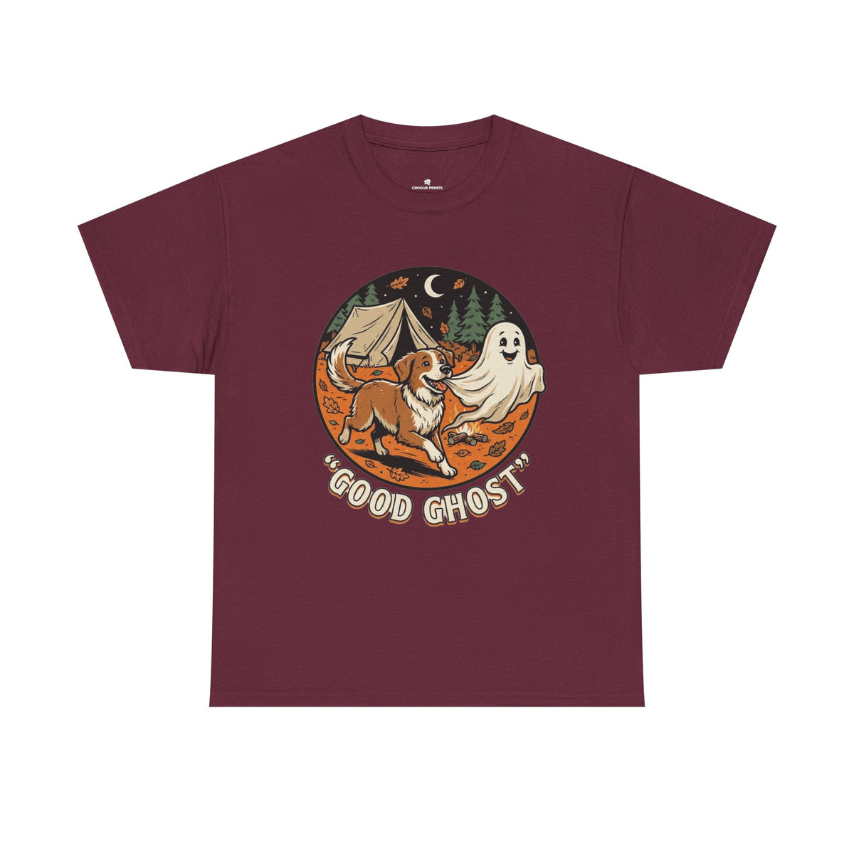 Good Ghost Tee — Halloween Camping Dog T-Shirt