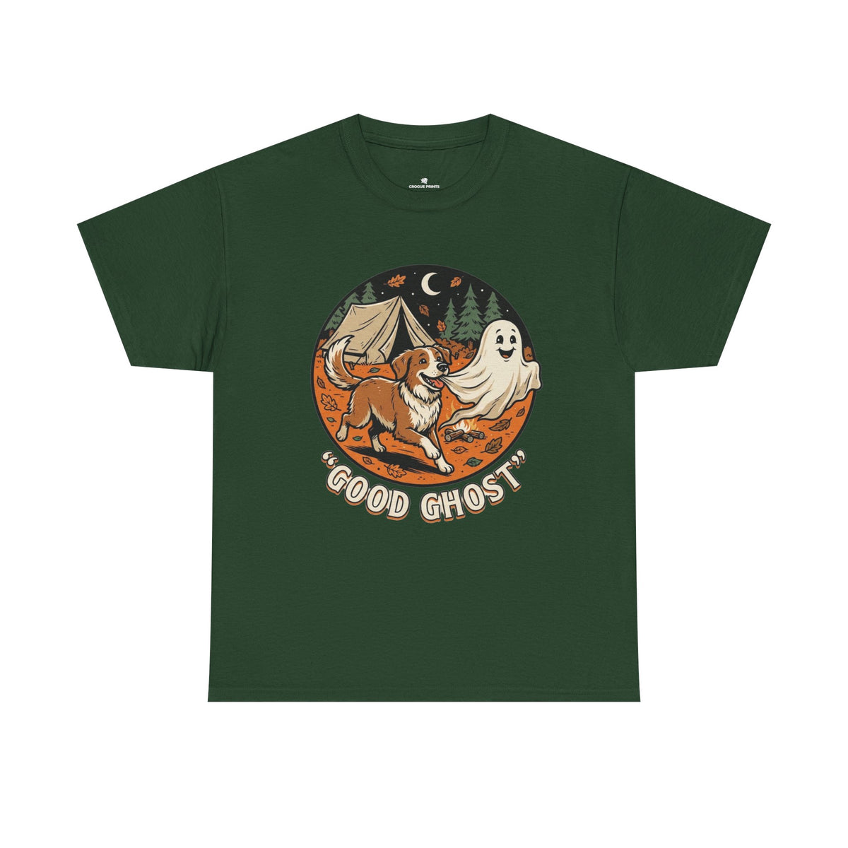 Good Ghost Tee — Halloween Camping Dog T-Shirt