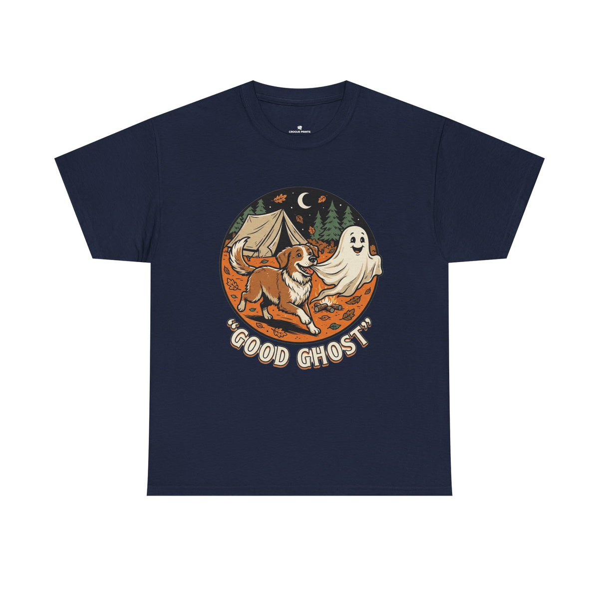 Good Ghost Tee — Halloween Camping Dog T-Shirt